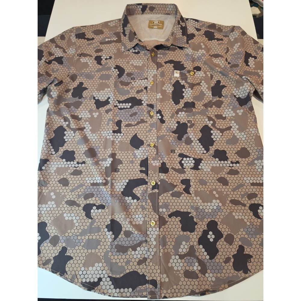 Rivers Brothers Outfitters Short Sleeve Field Shirt Lightweight Camo Button...